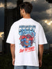 Men's White Boxy Fit Character Superman Printed Crew Neck T-Shirt