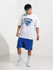 Men's White Boxy Fit Character Superman Printed Crew Neck T-Shirt