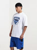 Men's White Boxy Fit Character Superman Printed Crew Neck T-Shirt