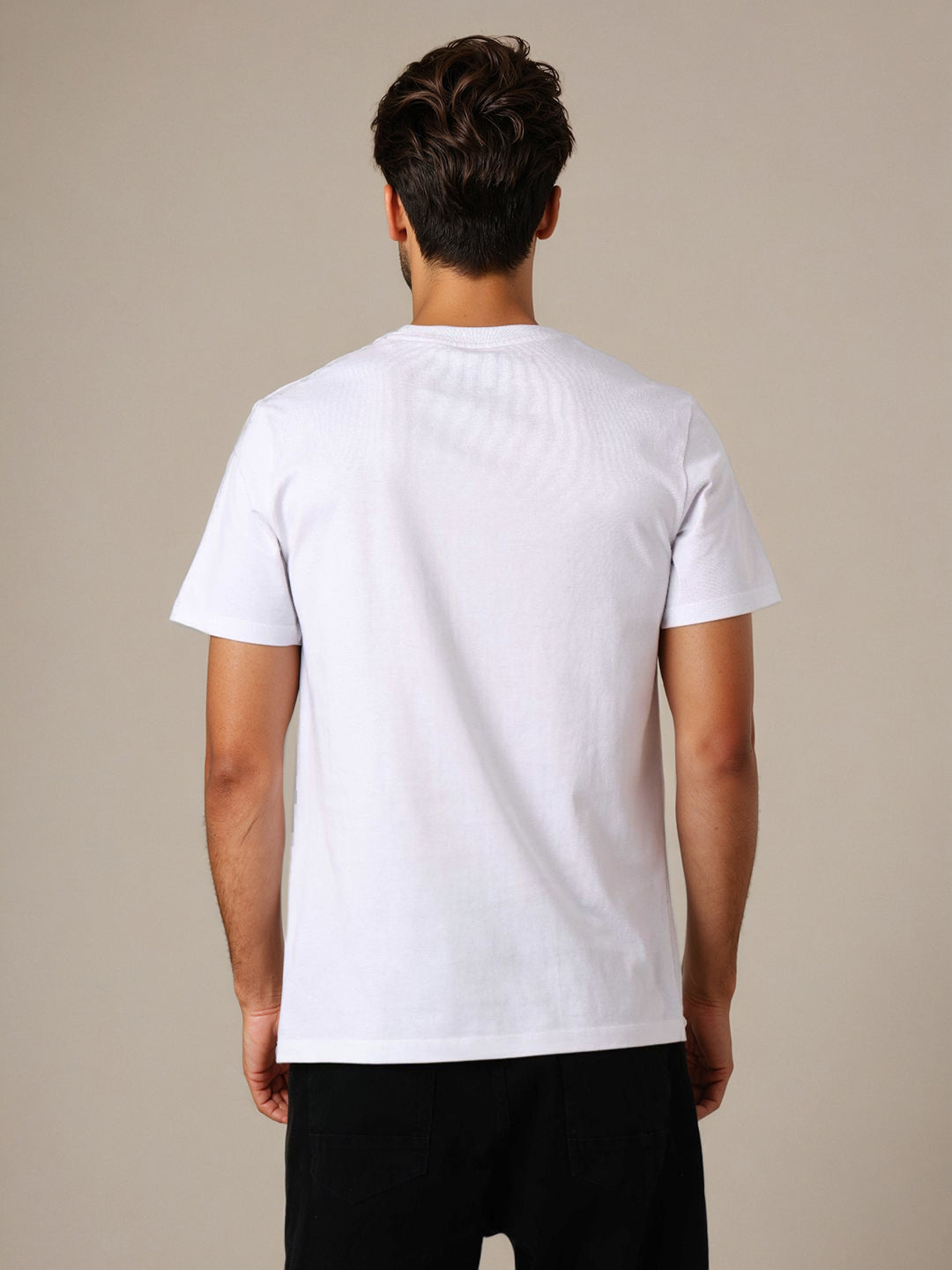Men's White Slim Fit Character Superman Printed Crew Neck T-Shirt