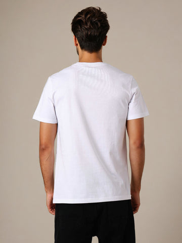 Men's White Slim Fit Character Superman Printed Crew Neck T-Shirt