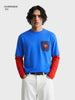Men's Blue Oversized Fit Super Man Character T-Shirt