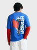 Men's Blue Oversized Fit Super Man Character T-Shirt