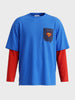 Men's Blue Oversized Fit Super Man Character T-Shirt