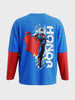 Men's Blue Oversized Fit Super Man Character T-Shirt