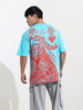 Men's Blue Boxy Fit Character Superman Printed Crew Neck T-Shirt