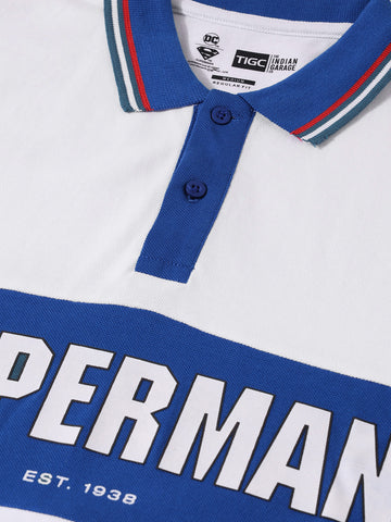 Men's White Regular Fit Superman Superman Character T-Shirt