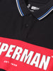 Men's Black Regular Fit Solid Superman Character T-Shirt