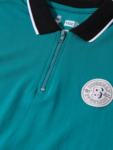 Men's Green Regular Fit Character Superman Character T-Shirt