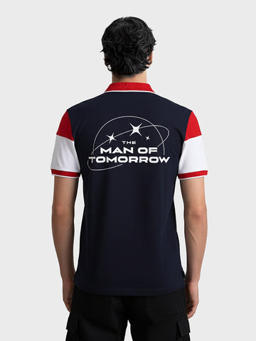 Men's Blue Regular Fit Graphic Superman Character T-Shirt