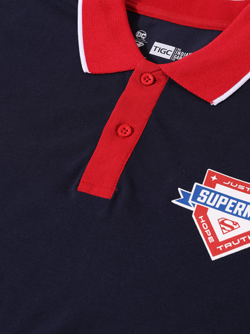 Men's Blue Regular Fit Graphic Superman Character T-Shirt