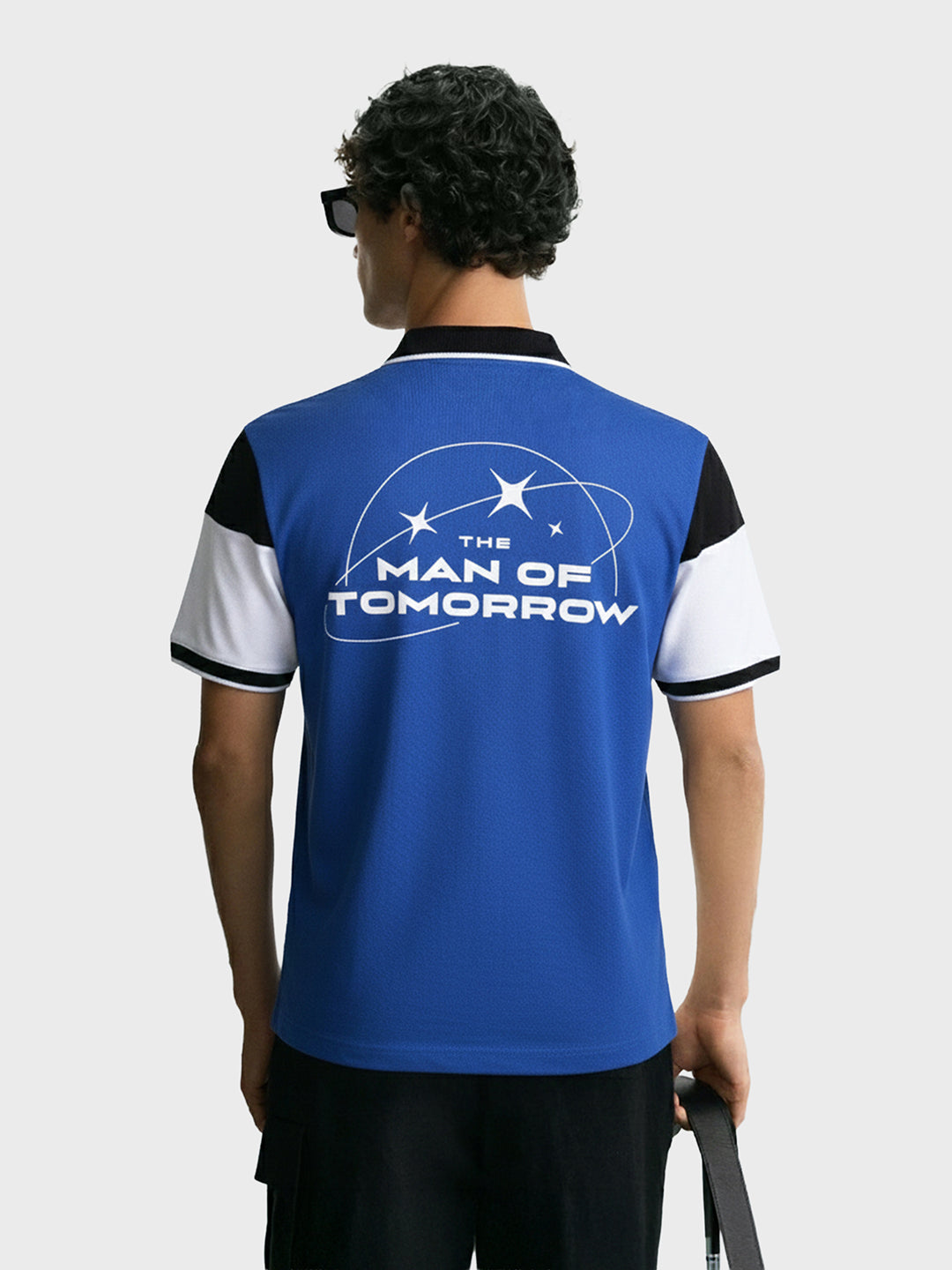 Men's Blue Regular Fit Solid Superman Character T-Shirt