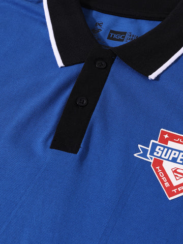 Men's Blue Regular Fit Solid Superman Character T-Shirt