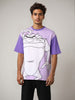 Men's Purple Boxy Fit Character Looney Tunes  Printed Crew Neck T-Shirt