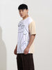 Men's Beige Boxy Fit Character Looney Tunes  Printed Crew Neck T-Shirt