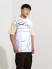 Men's Beige Boxy Fit Character Looney Tunes  Printed Crew Neck T-Shirt