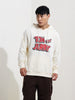 Men's White Regular Fit Character Tom & Jerry Printed Sweatshirt