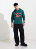 Men's Green Regular Fit Character Tom & Jerry Printed Sweatshirt