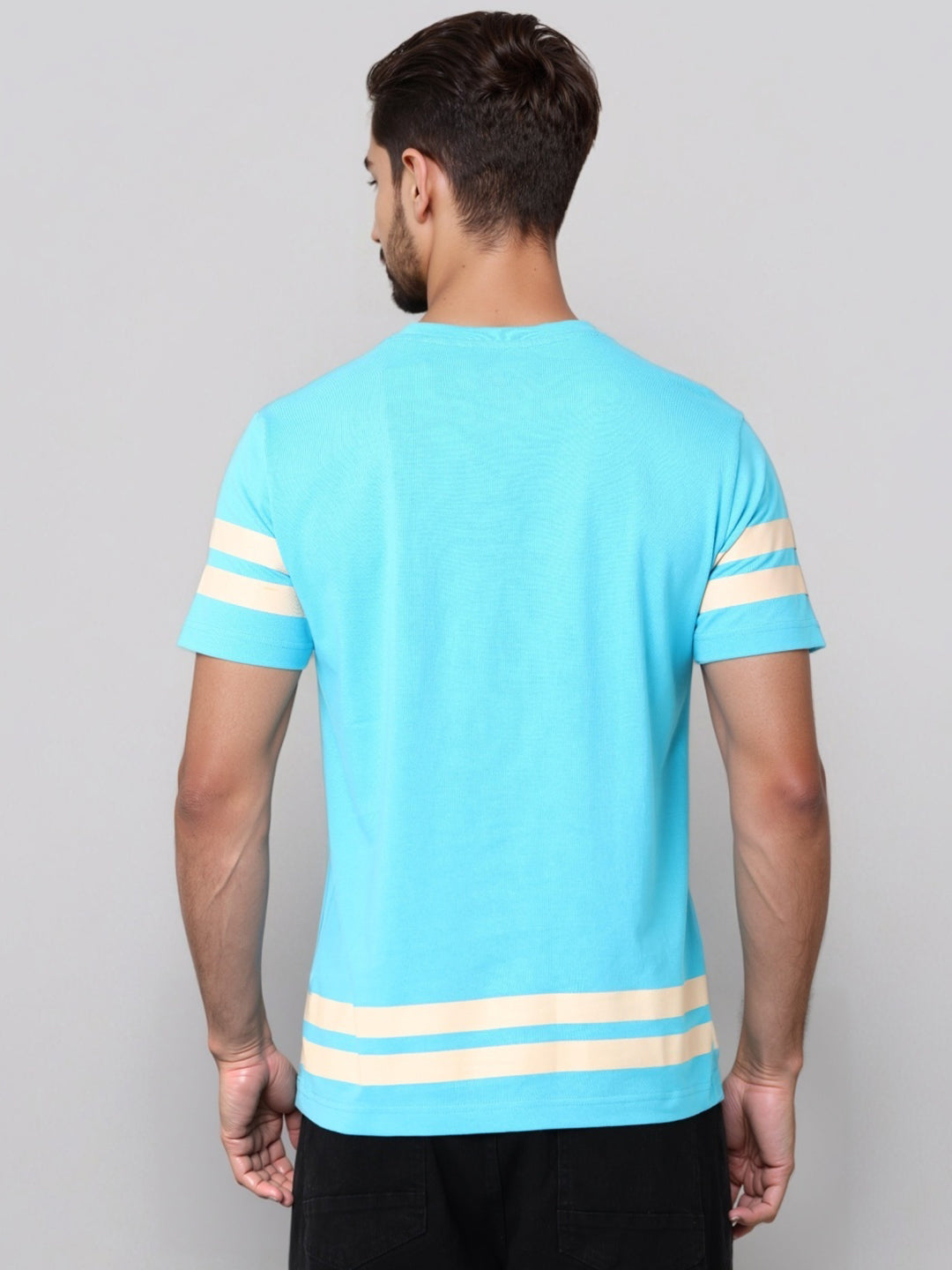 Men's Typography Printed Raw Edge Slim Fit T-shirt