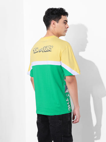 Men's Yellow Boxy Fit Tom&Jerry Character Merchandise T-Shirt
