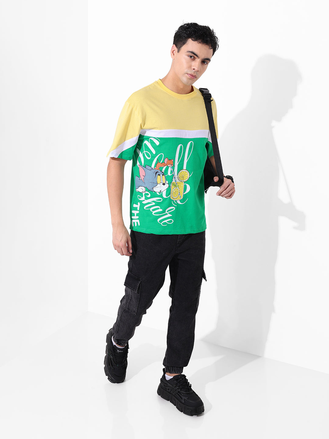 Men's Yellow Boxy Fit Tom&Jerry Character Merchandise T-Shirt