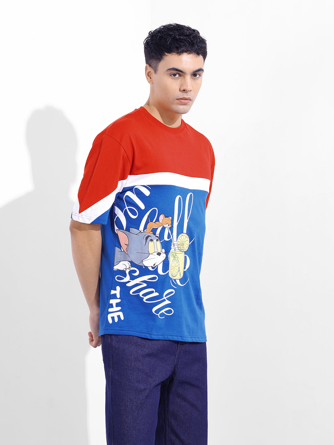 Men's Red Boxy Fit Tom&Jerry Character Merchandise T-Shirt