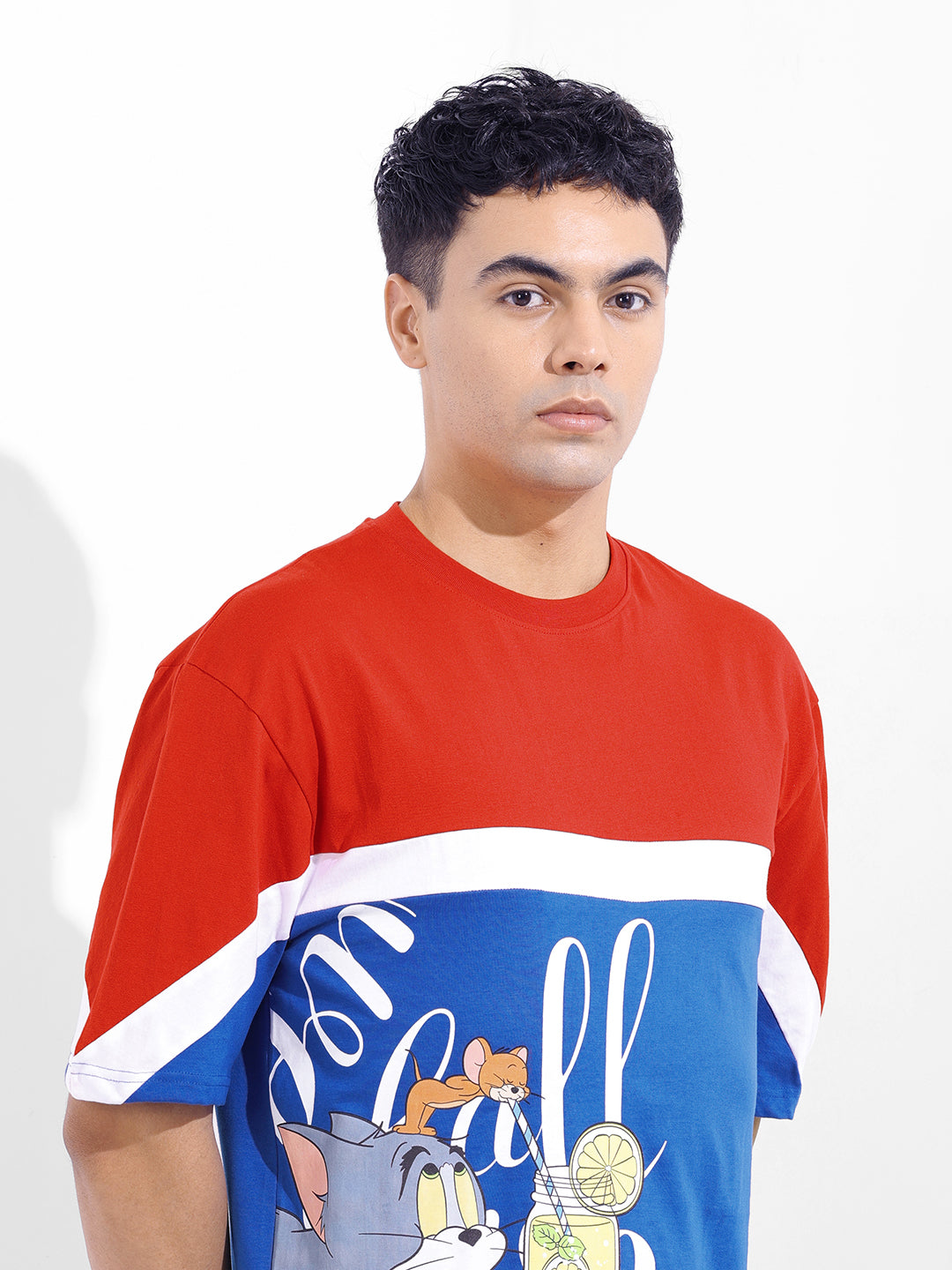 Men's Red Boxy Fit Tom&Jerry Character Merchandise T-Shirt