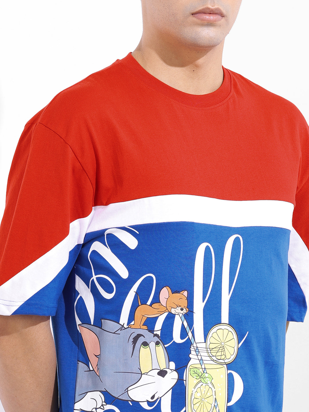 Men's Red Boxy Fit Tom&Jerry Character Merchandise T-Shirt