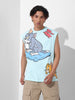 Men's Blue Oversized Tom&Jerry Character Merchandise T-Shirt