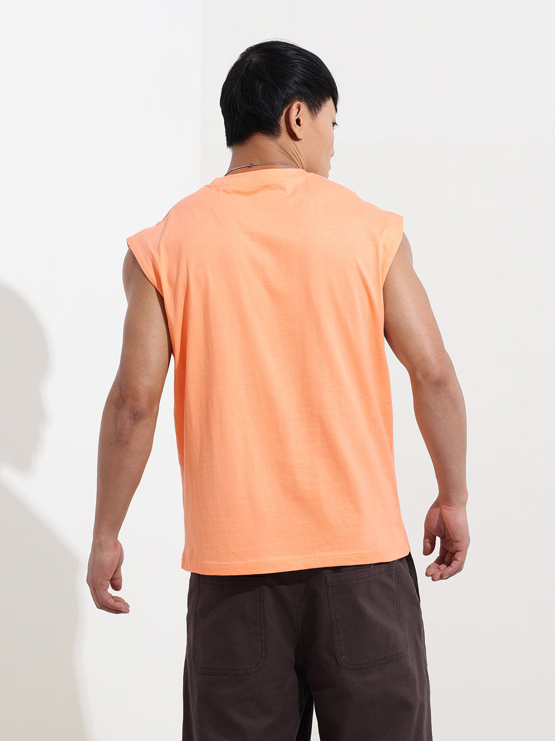 Men's Orange Oversized Fit Tom & Jerry Character T-Shirt