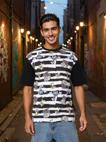 Men's Printed Monochrome Applique Boxy T-shirt