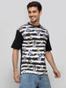 Men's Printed Monochrome Applique Boxy T-shirt