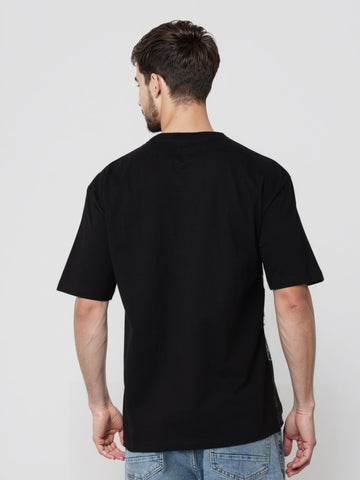Men's Printed Monochrome Applique Boxy T-shirt