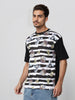 Men's Printed Monochrome Applique Boxy T-shirt