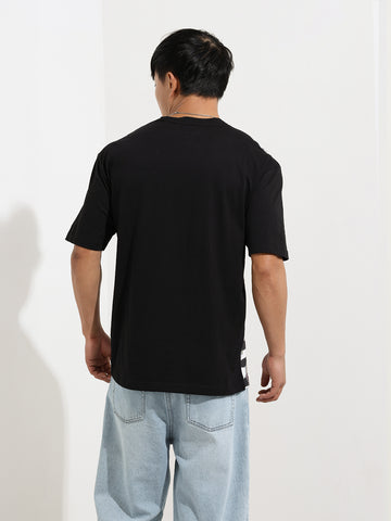 Men's Printed Monochrome Applique Boxy T-shirt