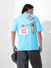 Men's Blue Boxy Fit Character Looney Tunes  Printed Crew Neck T-Shirt