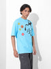 Men's Blue Boxy Fit Character Looney Tunes  Printed Crew Neck T-Shirt