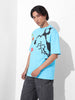 Men's Blue Boxy Fit Character Looney Tunes  Printed Crew Neck T-Shirt