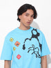 Men's Blue Boxy Fit Character Looney Tunes  Printed Crew Neck T-Shirt