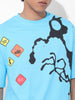 Men's Blue Boxy Fit Character Looney Tunes  Printed Crew Neck T-Shirt