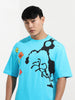 Men's Blue Boxy Fit Character Looney Tunes  Printed Crew Neck T-Shirt