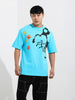 Men's Blue Boxy Fit Character Looney Tunes  Printed Crew Neck T-Shirt