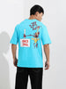 Men's Blue Boxy Fit Character Looney Tunes  Printed Crew Neck T-Shirt