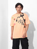 Men's Orange Boxy Fit Character Looney Tunes  Printed Crew Neck T-Shirt