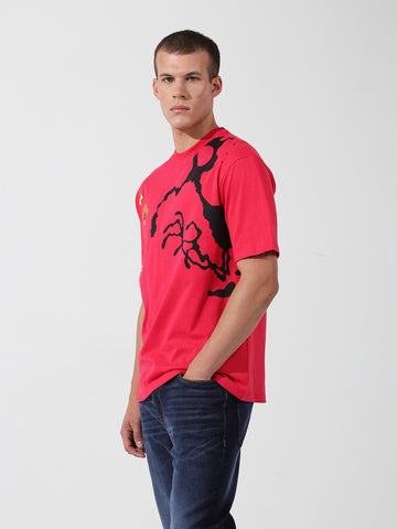 Men's Pink Boxy Fit Solid Looney Tunes  Crew Neck T-Shirt
