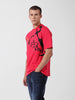 Men's Pink Boxy Fit Solid Looney Tunes  Crew Neck T-Shirt