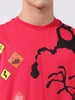 Men's Pink Boxy Fit Solid Looney Tunes  Crew Neck T-Shirt