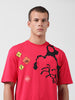 Men's Pink Boxy Fit Solid Looney Tunes  Crew Neck T-Shirt