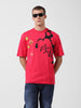 Men's Pink Boxy Fit Solid Looney Tunes  Crew Neck T-Shirt