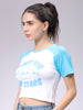 Women's White Slim Fit Graphic Baseball T-Shirt